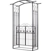 Outsunny Garden Outdoor Entrance Arch with Door Outdoor Patio Decoration for Rose Trellis Arbour Climbing Plant 131L x 49W x 200Hcm