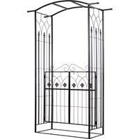 Outsunny Metal Frame Outdoor Garden Entrance Arch w/ Gate Black