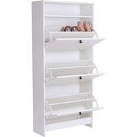 HOMCOM Shoe Storage Cabinet With 3 Drawers, Chipboard-White