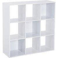 HOMCOM Wooden 9 Cube Storage Cabinet Unit 3 Tier Shelves Organiser Display Rack Living Room Bedroom Furniture - White