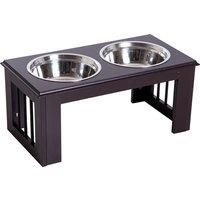 Pawhut Stainless Steel Pet Feeder, 58.4Lx30.5Wx25.4H cmBrown