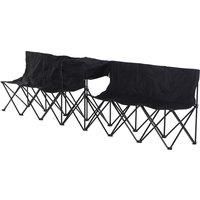 Outsunny 6-Seater Folding Steel Camping Bench w/ Cooler Bag Black