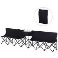 Outsunny 6-Seater Sport Bench Camping Seat Folding Portable Outdoor Black
