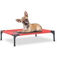 PawHut Elevated Pet Bed Portable Camping Raised Dog Bed w/ Metal Frame Black and Red (Medium)