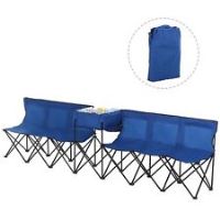 Outsunny 6-Seater Sport Bench Camping Seat Folding Portable Outdoor Blue