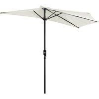 Outsunny 2.7m Balcony Half Parasol 5 Steel Ribs Construction Garden Outdoor Umbrella Cream White