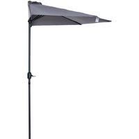 Outsunny 3 m Half Round Umbrella ParasolGrey Polyester/Aluminum