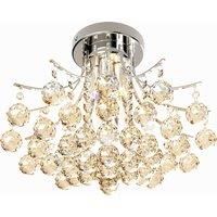 HOMCOM 3 Lights Mordern Style Ceiling Chandelier Pendant Crystal Light w/ Transparent K9 Crystal Droplets D40 X 28H (CM)