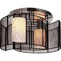 HOMCOM Metal Ceiling Light Chandelier, F40x25H cm, Chrome/Fabric-Black