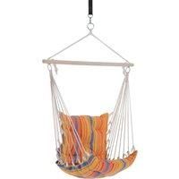 Outsunny Outdoor Hammock Hanging Rope Cushioned Chair Garden Yard Patio Swing Seat Wooden Cotton Cloth (Orange)