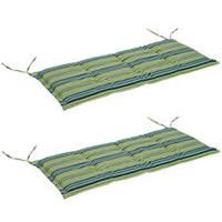 Outsunny 2 PCS Patio Bench Chairs Garden Chairs 2 Seat Cushion Mat Strips Green