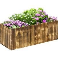 Outsunny 70L Garden Flower Raised Bed Pot Wooden Outdoor Large Rectangle Planter Vegetable Box Outdoor Herb Holder Display (80L x 33W x 30H (cm))