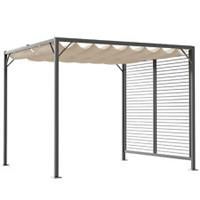 Outsunny Metal Pergola Patio Sun Shelter Grape Tent Retractable Canopy UV Cut