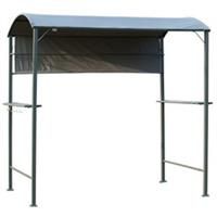 Outsunny 7ft Outdoor Doubletier BBQ Grill Canopy Gazebo w/ 2 Shelf, 5 Hooks