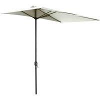 Outsunny Balcony Half Parasol Semi Round Umbrella Patio Crank Handle (2.3m, Beige)- NO BASE INCLUDED