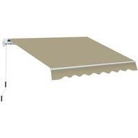 Outsunny 2.5x2 m Manual Retractable Awning-Beige Canopy/White Frame