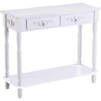 HOMCOM Console Table Modern Sofa Side Desk with Storage Shelves Drawers for Living Room Entryway Bedroom White