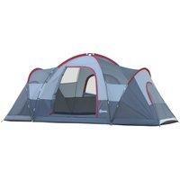 Outsunny 5-6 Man Dome Camping Tent Hiking Shelter UV Protection Water Resistant Tunnel Sun Shade - Grey