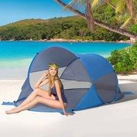 Outsunny 1-2 Person Pop up Tent Beach Tent Hiking UV 30+ Protection Patio Sun Shelter Portable Automatic - Blue