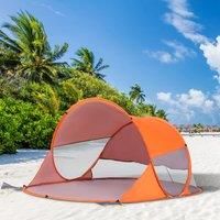 Outsunny 1-2 Person Pop up Beach Tent Hiking UV 30+ Protection Patio Sun Shelter Portable Automatic - Orange