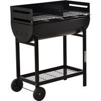 Outsunny Charcoal BBQ Trolley Charcoal Grill Cooker Patio Outdoor Garden Heating Heat Smoker with Wheels, Black 90 x 45 x 96cm