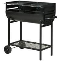 Outsunny Portable Outdoor Charcoal BBQ Grill Cart 2 Rolling Wheels