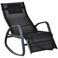 Outsunny Garden Rocking Sun Lounger Zero Gravity Rocker Patio Recliner Black