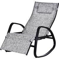 Outsunny Texteline Rocking Lounge Chair Zero Gravity Rocker Patio Adjustable Garden Outdoor Recliner Seat w/ Pillow, Footrest - Grey