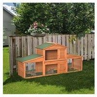 Pawhut Deluxe Fir Wood Rabbit Hutch w/ 2-tier Metal - Yellow