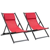 Outsunny Texteline Chaise Lounge Recliner Chair Adjust Lounger Patio Wine Red