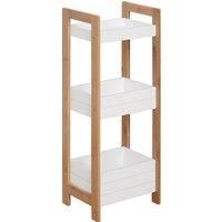 HOMCOM 3-Tier Bathroom Rack Storage Shelf Bamboo Organiser Shower Tower for Narrow Place