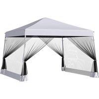 Outsunny 3.6 x 3.6m Outdoor Garden Pop-up Gazebo Canopy Tent Sun Shade Event Shelter Folding with Mesh Screen Side Walls - White