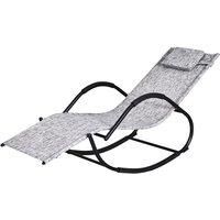 Outsunny Patio Textilene Rocking Lounge Chair Zero Gravity Rocker Outdoor Patio Garden Recliner Seat w/Padded Pillow - Grey