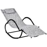 Outsunny Patio Rocking Lounge Chair Zero Gravity Chaise w/ Pillow Grey