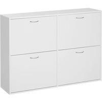 HOMCOM Wooden Modern Design 4 Drawer Shoes Cabinet Pull Down Shelf Storage Organiser Entrance Hallway Furniture - White