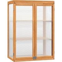 Outsunny 3-tier Wood Greenhouse Garden Polycarbonate Cold Frame Grow House w/ Storage Shelf for Plants, Flowers, Natural