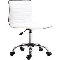 HOMCOM Adjustable Swivel Office Chair with Armless Mid-Back in PU Leather and Chrome Base - White