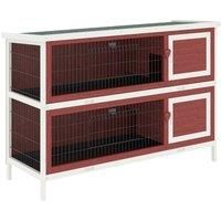 Pawhut Two Floors Wooden Rabbit Hutch Small Pet Animal Guinea Pig Ferret Bunny House Cage for Indoor and Outdoor 136.4x50x93cm