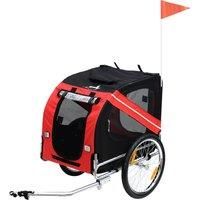 Pawhut Bicycle Pet Trailer Folding Dog Carrier Bicycle in Steel Frame Stroller - Red & Black