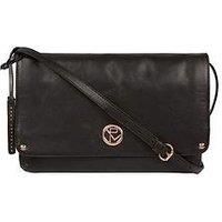 Pure Luxuries London Pure Luxuries Ermes Black Leather Cross Body Clutch Bag