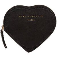 Pure Luxuries London Loughton Women/'s 11cm Biodegradable Heart Shaped Leather Coin Purse with Zip-Round Closure in Black PL20-208