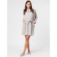 Pure Luxuries London Hallbeck Women/'s Cashmere and Merino Wool Dressing Gown in Foggy - Size: Small (UK 6-8)