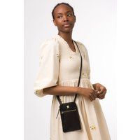 Conkca London Women's 'Bambino' Leather Cross Body Phone Bag in Black