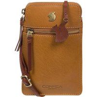 Conkca London Women's 'Bambino' Leather Cross Body Phone Bag in Light Tan