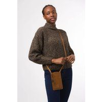 Conkca London Women's 'Siren' Leather Cross Body Phone Bag in Tan