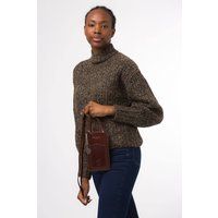 Conkca London Women's 'Siren' Leather Cross Body Phone Bag in Brown