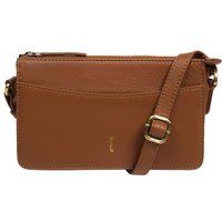 Cultured London Women's 'Lily' Leather Cross Body Phone Bag in Tan