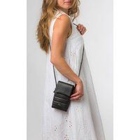 Pure Luxuries London Lilian Black Nappa Leather Cross Body Phone Bag