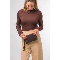 Pure Luxuries London Women's 'Layla' Nappa Leather Grab Clutch Phone Bag in Brown