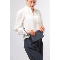 Pure Luxuries London Women's 'Layla' Nappa Leather Grab Clutch Phone Bag in Navy